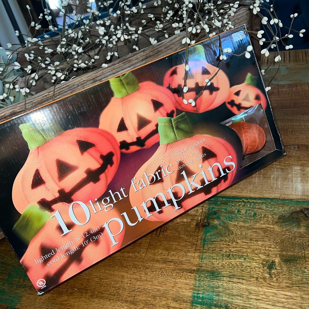 2 Sets Halloween pumpkin Jack-o-lantern fabric string lights. Brand…
